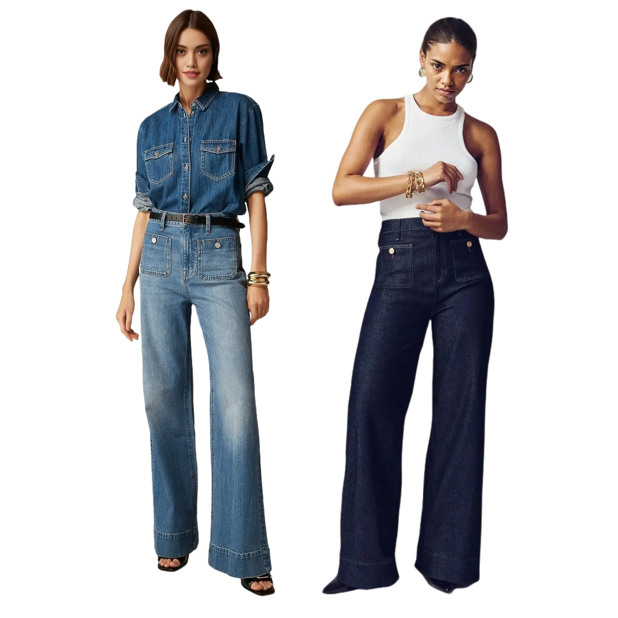 Tummy Control Sailor Wide Leg Jeans (Buy 2 Free Shipping)