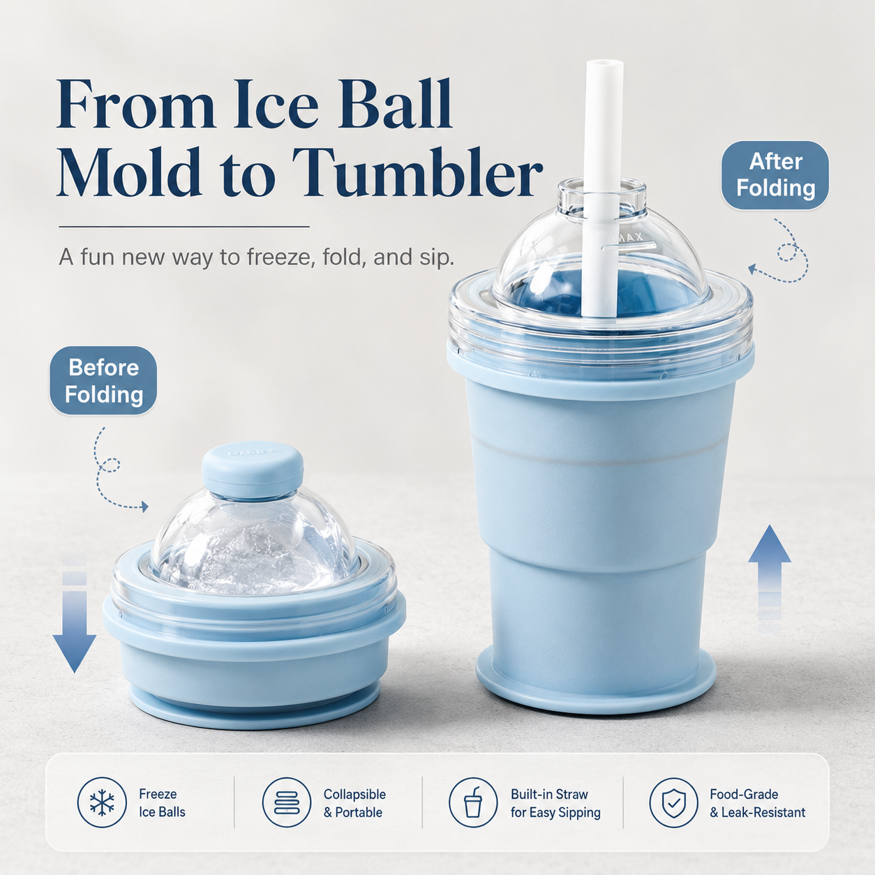 Smart Fold Ice Ball Tumbler